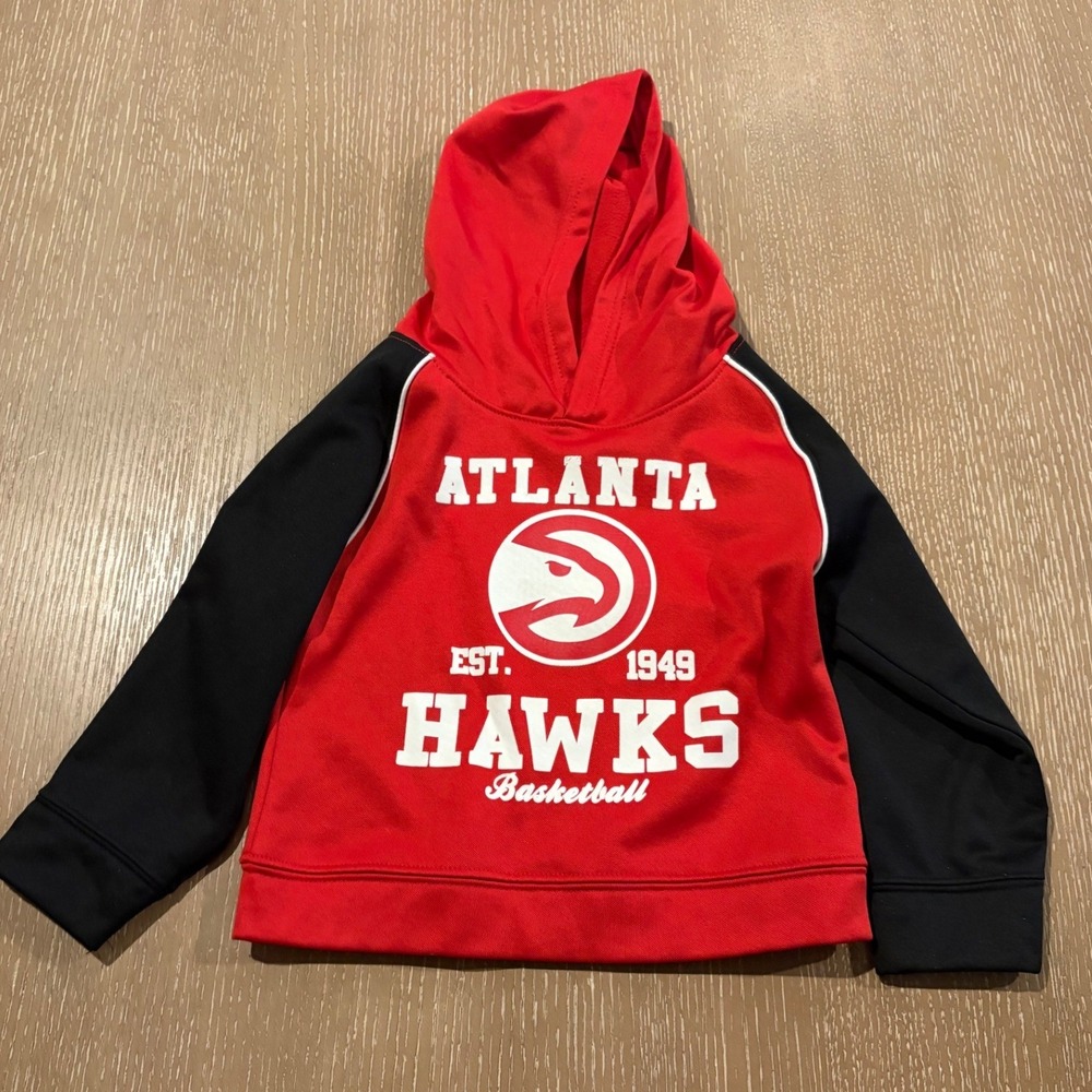NBA Atlanta Hawks Basketball Youth Hoodie Red Black Size 4T/3X Sweatshirt